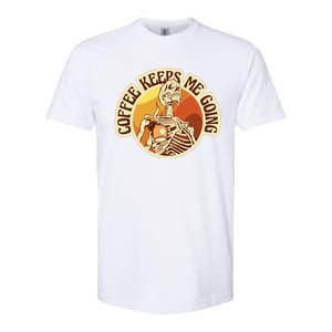 Coffee Keeps Me Going Skeleton Retro Sunset Softstyle CVC T-Shirt