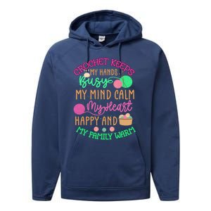 Crochet Keeps My Hands Busy Crochet Lover Funny Crocheting Great Gift Performance Fleece Hoodie