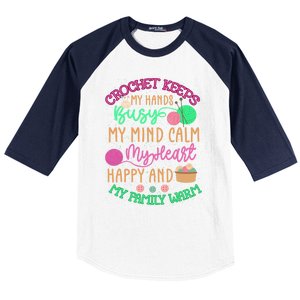 Crochet Keeps My Hands Busy Crochet Lover Funny Crocheting Great Gift Baseball Sleeve Shirt