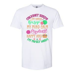 Crochet Keeps My Hands Busy Crochet Lover Funny Crocheting Great Gift Softstyle CVC T-Shirt