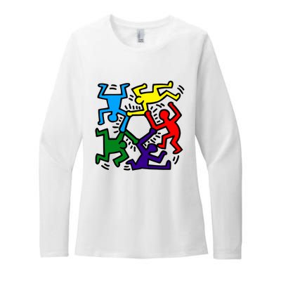 Colorful Keith Music Dancing Fans Womens CVC Long Sleeve Shirt