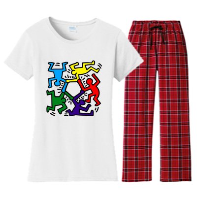 Colorful Keith Music Dancing Fans Women's Flannel Pajama Set