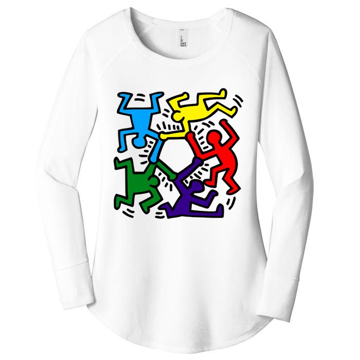 Colorful Keith Music Dancing Fans Women's Perfect Tri Tunic Long Sleeve Shirt