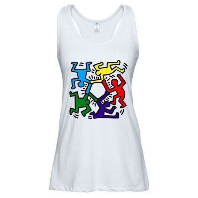 Colorful Keith Music Dancing Fans Ladies Essential Flowy Tank