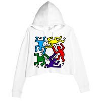 Colorful Keith Music Dancing Fans Crop Fleece Hoodie