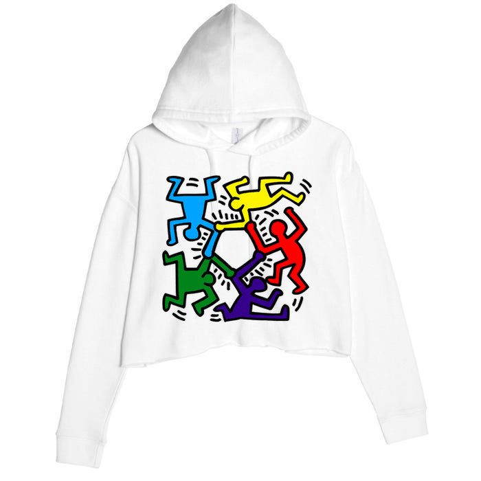 Colorful Keith Music Dancing Fans Crop Fleece Hoodie