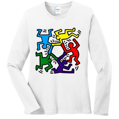 Colorful Keith Music Dancing Fans Ladies Long Sleeve Shirt