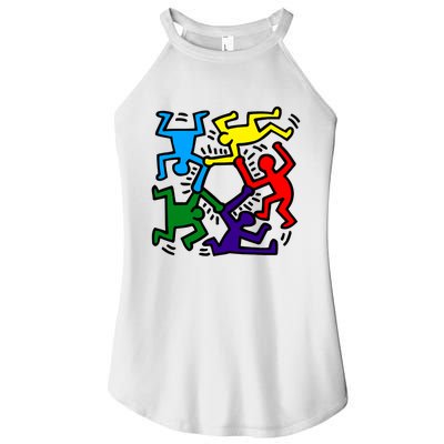 Colorful Keith Music Dancing Fans Women's Perfect Tri Rocker Tank