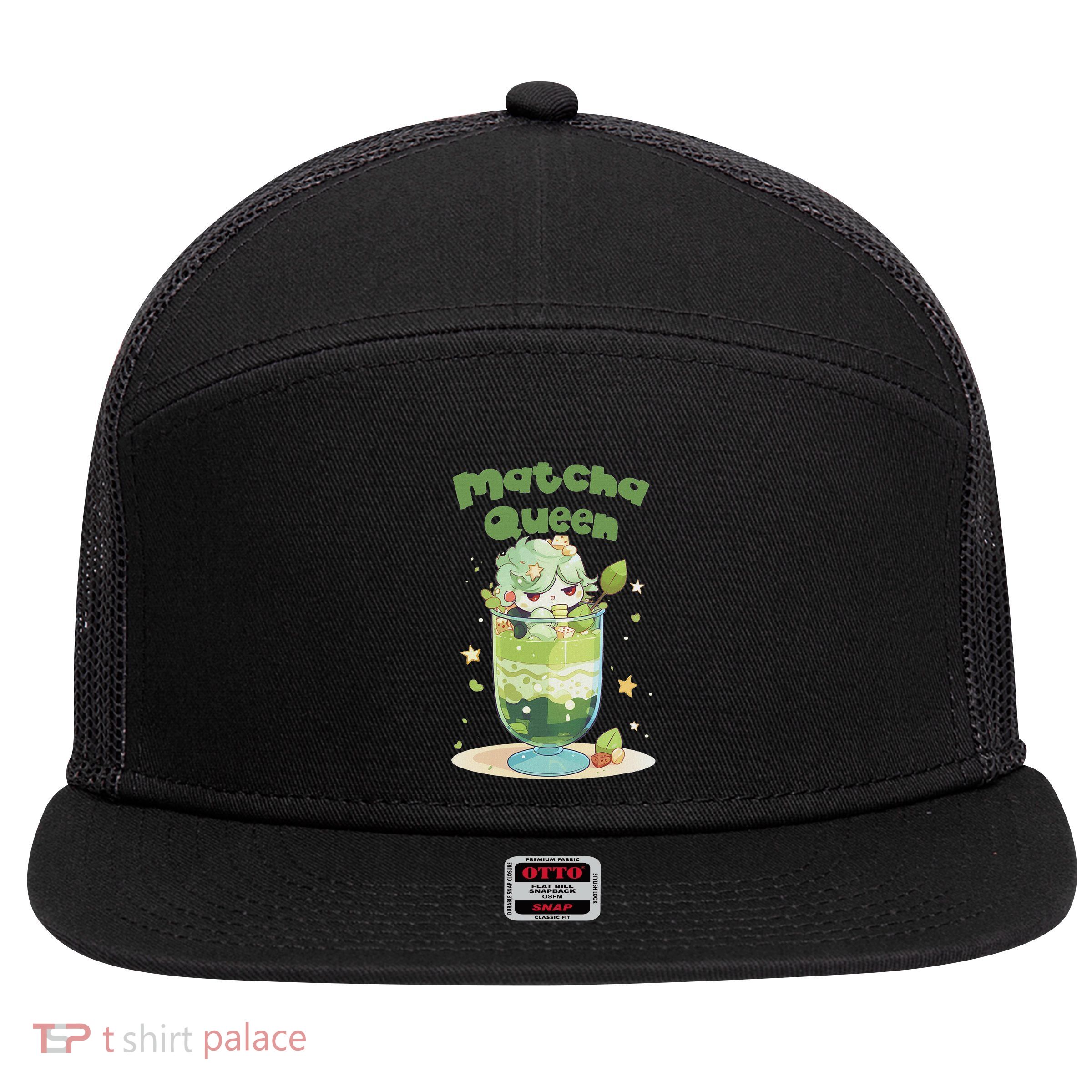 Cute Kawaii Matcha Latte Parfait Green Tea Ice Cream 7 Panel Mesh Trucker Snapback Hat