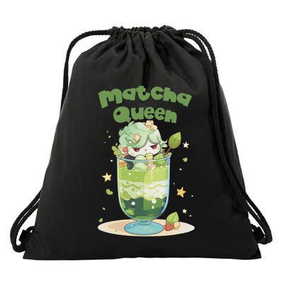 Cute Kawaii Matcha Latte Parfait Green Tea Ice Cream Drawstring Bag