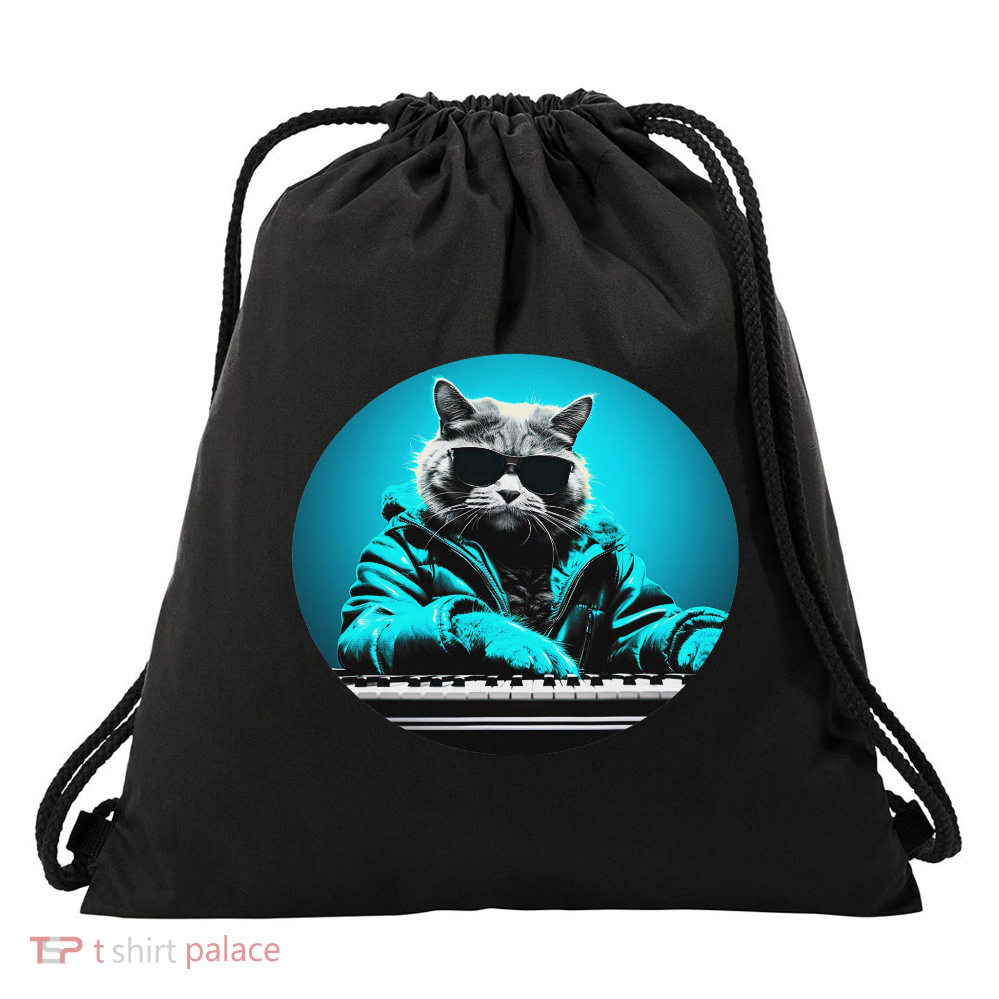 Cat Keyboard Music Producer Piano Pianist Drawstring Bag
