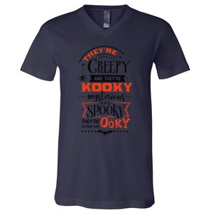 Creepy Kooky Mysterious Spooky Ooky Family Halloween Costume V-Neck T-Shirt