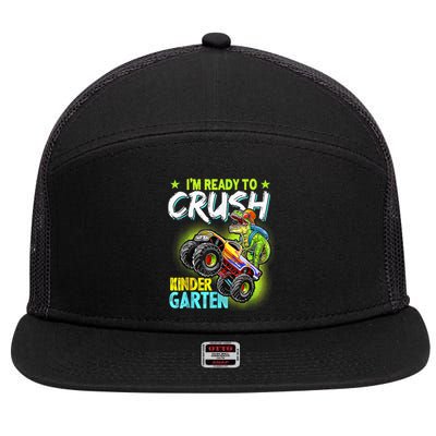 Crush Kindergarten Monster Truck T Rex Dino Back To School 7 Panel Mesh Trucker Snapback Hat