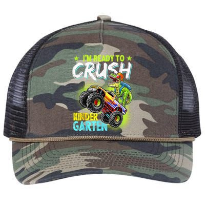 Crush Kindergarten Monster Truck T Rex Dino Back To School Retro Rope Trucker Hat Cap