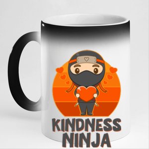 Cute Kindness Ninja Wear Orange Day Be Kind 11oz Black Color Changing Mug