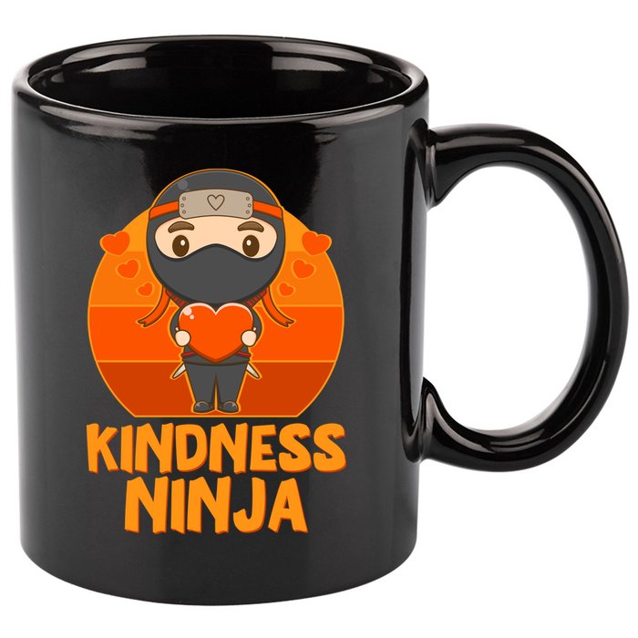 Cute Kindness Ninja Wear Orange Day Be Kind 11oz C Handle Ceramic Mug