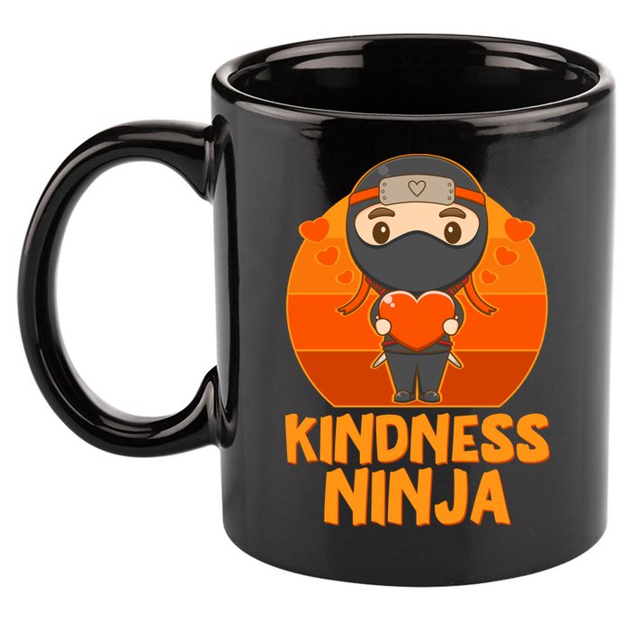 Cute Kindness Ninja Wear Orange Day Be Kind 11oz C Handle Ceramic Mug