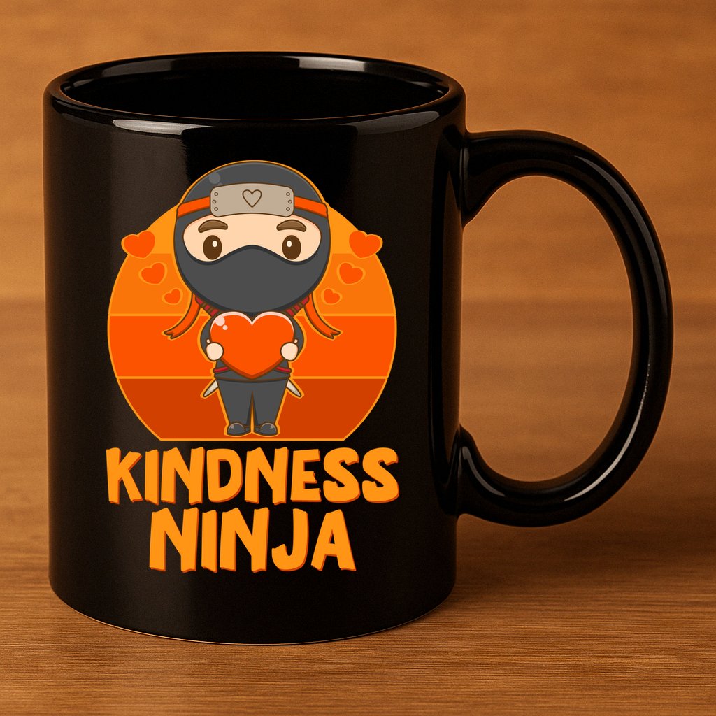 Cute Kindness Ninja Wear Orange Day Be Kind 11oz C Handle Ceramic Mug