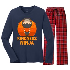 Cute Kindness Ninja Wear Orange Day Be Kind Women's Long Sleeve Flannel Pajama Set 