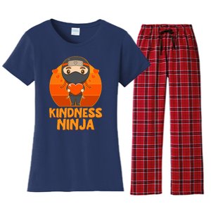 Cute Kindness Ninja Wear Orange Day Be Kind Women's Flannel Pajama Set