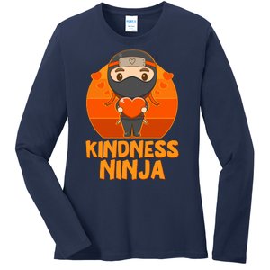 Cute Kindness Ninja Wear Orange Day Be Kind Ladies Long Sleeve Shirt