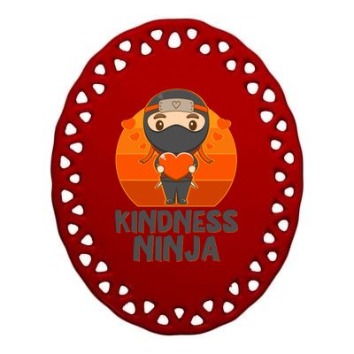 Cute Kindness Ninja Wear Orange Day Be Kind Ceramic Oval Ornament