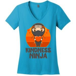 Cute Kindness Ninja Wear Orange Day Be Kind Women's V-Neck T-Shirt