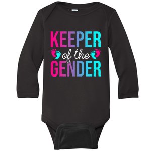 Cute Keeper of the Gender Baby Shower Gender Reveal Party Baby Long Sleeve Bodysuit