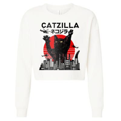Catzilla King Of Pawster Cropped Pullover Crew