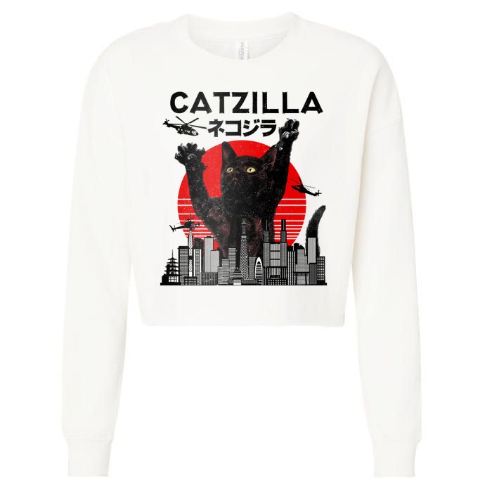 Catzilla King Of Pawster Cropped Pullover Crew