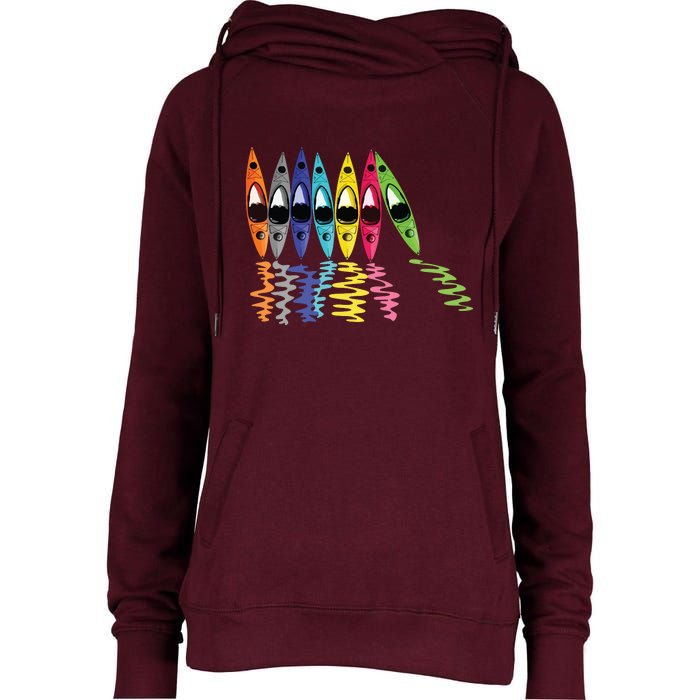 Colorful Kayaks Outdoor Adventure Kayaking Boating Colorful Kayaks Outdoo Womens Funnel Neck Pullover Hood