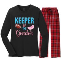 Cute Keeper Of The Gender Touchdowns Reveal For Mom And Dad Women's Long Sleeve Flannel Pajama Set 