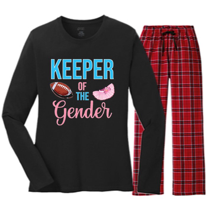 Cute Keeper Of The Gender Touchdowns Reveal For Mom And Dad Women's Long Sleeve Flannel Pajama Set 