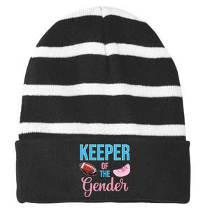 Cute Keeper Of The Gender Touchdowns Reveal For Mom And Dad Striped Beanie with Solid Band