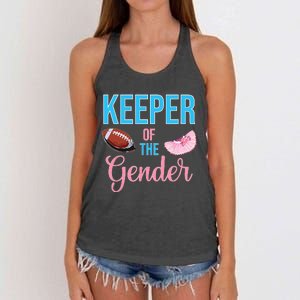 Cute Keeper Of The Gender Touchdowns Reveal For Mom And Dad Women's Knotted Racerback Tank