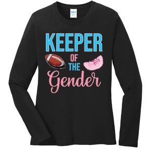 Cute Keeper Of The Gender Touchdowns Reveal For Mom And Dad Ladies Long Sleeve Shirt