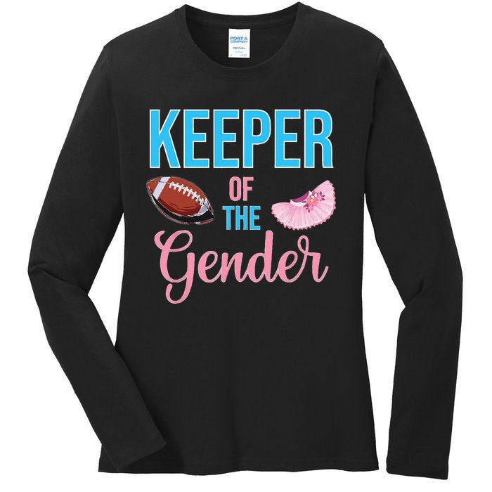 Cute Keeper Of The Gender Touchdowns Reveal For Mom And Dad Ladies Long Sleeve Shirt