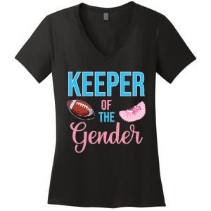 Cute Keeper Of The Gender Touchdowns Reveal For Mom And Dad Women's V-Neck T-Shirt