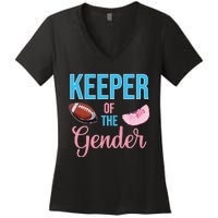 Cute Keeper Of The Gender Touchdowns Reveal For Mom And Dad Women's V-Neck T-Shirt