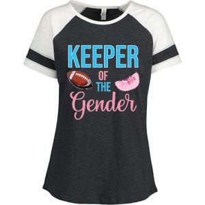 Cute Keeper Of The Gender Touchdowns Reveal For Mom And Dad Enza Ladies Jersey Colorblock Tee