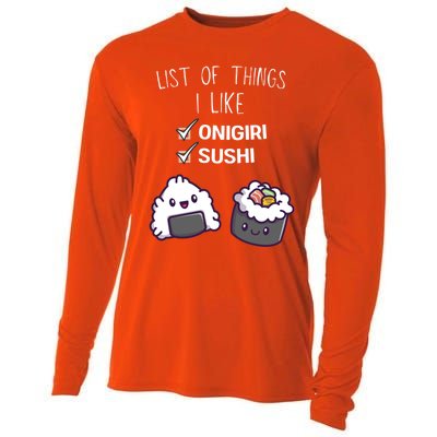 Cute Kawaii Onigiri List Of Things I Like Sushi Lover Cute Gift Cooling Performance Long Sleeve Crew