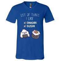 Cute Kawaii Onigiri List Of Things I Like Sushi Lover Cute Gift V-Neck T-Shirt