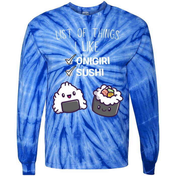 Cute Kawaii Onigiri List Of Things I Like Sushi Lover Cute Gift Tie-Dye Long Sleeve Shirt