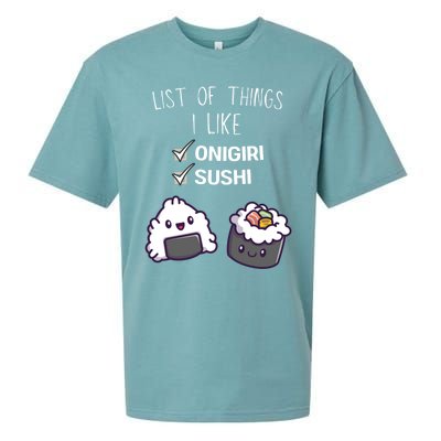 Cute Kawaii Onigiri List Of Things I Like Sushi Lover Cute Gift Sueded Cloud Jersey T-Shirt