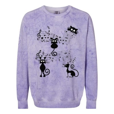 Cat Kitty Playing Music Note Black Cat Lover Gift Colorblast Crewneck Sweatshirt