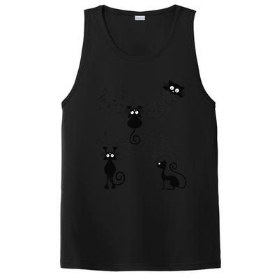 Cat Kitty Playing Music Note Black Cat Lover Gift PosiCharge Competitor Tank