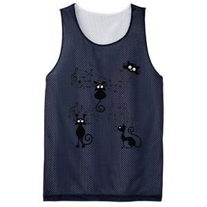 Cat Kitty Playing Music Note Black Cat Lover Gift Mesh Reversible Basketball Jersey Tank