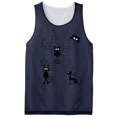 Cat Kitty Playing Music Note Black Cat Lover Gift Mesh Reversible Basketball Jersey Tank