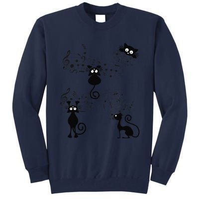 Cat Kitty Playing Music Note Black Cat Lover Gift Tall Sweatshirt