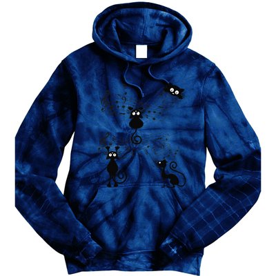 Cat Kitty Playing Music Note Black Cat Lover Gift Tie Dye Hoodie